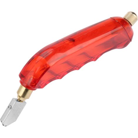 Handgeführter Glasschneider mit Ölzufuhr, professionelles Glasschneidwerkzeug mit Kunststoffgriff (Rot) (1/5)