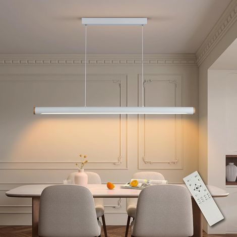 1 Suspension Luminaire 80CM Blanc Hauteur Réglable LED 30W Télécommande Cuisine Salle À Manger Bureau (1/5)