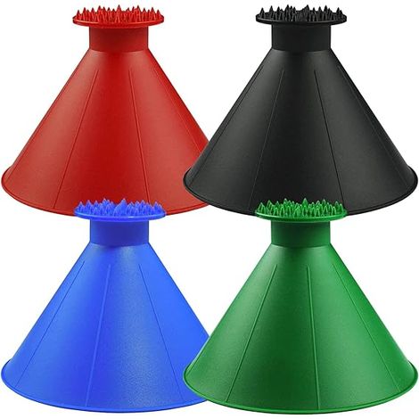 Pelle à glace magique pour pare-brise de voiture – Lot de 4 pelles à glace rondes avec entonnoir, outil de déneigement professionnel