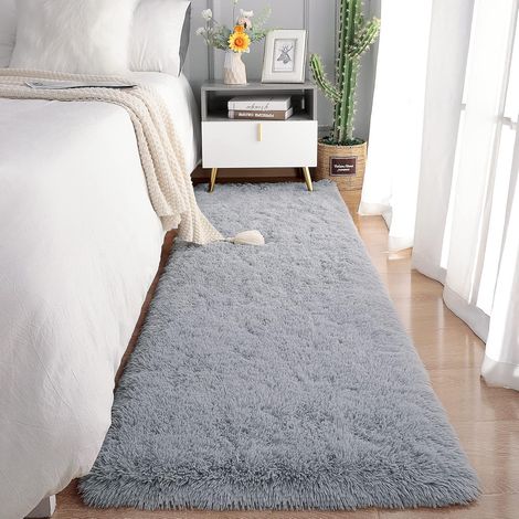Tapis de Salon Chambre ultra épais 4060 cm, Grand Tapis moelleux, Tapis rectangulaire gris clair antidérapant, Décoration Maison (1/5)
