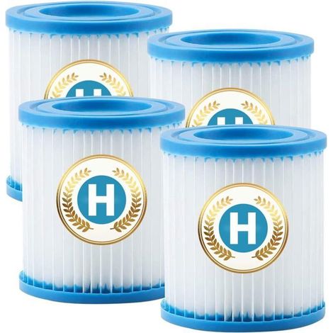 Cartouches filtrantes Type H - PZCC - Intex 28601/28602 - Filtration efficace - Lot de 4 - Pour piscine & spa (1/5)