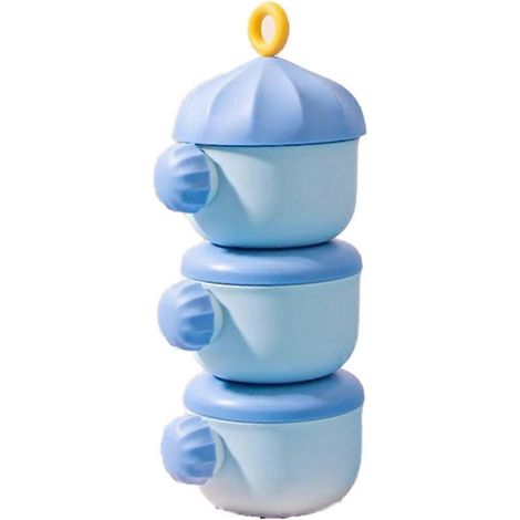 Dreistufiger Milchpulverspender, stapelbar und tragbar, großes Fassungsvermögen, ideal für Outdoor-Aktivitäten und zur Aufbewahrung von Snacks (blau). (1/5)