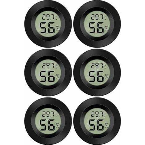 (6 Stück) Mini-Digital-LCD-Thermometer-Hygrometer Temperatur- und Feuchtigkeitsanzeige -50-70℃ 10%-99% RH Tragbares Thermometer-Thermometer-Hygrometer-Anzeige