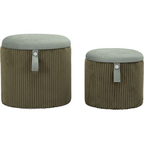 Daunenkissen mit Behälter, Bolzano Grün, 2er-Set, Ø 38 x 38–32 x 28 cm