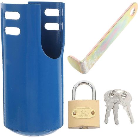 Couvercle de verrouillage pour robinet extérieur compatible avec robinet, 1 jeu, robuste, en fer bleu. (1/5)