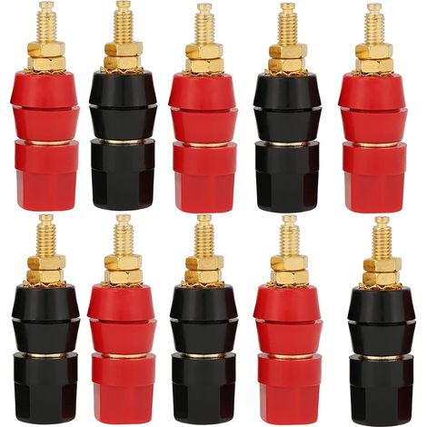 10pcs Haut-Parleur Reliure Post,Fiche Banane Douille, Fiche Banane Femelle, pour Prise Banane Jack Adaptateur Connecteur Terminal Prise Châssis Connecteur Audio HIFI(Noir et Rouge)