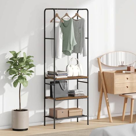 Kleiderständer mit Regal Altholz 60 x 30 x 171 cm Holzwerkstoff