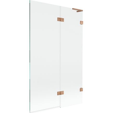 Mexen Lunar L pare-douche de baignoire à 2 volets droit 110 x 150 cm, transparent, cuivre brossé - 897L-110-100-65-00-P (1/5)