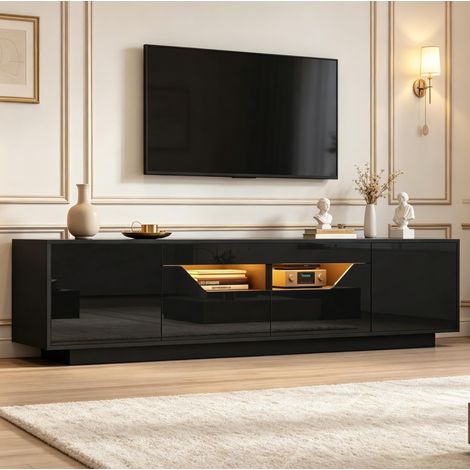 Mobile TV 180 x 40 x 45 cm con LED, 2 cassetti, 2 vani, nero OKMYHOME (1/5)
