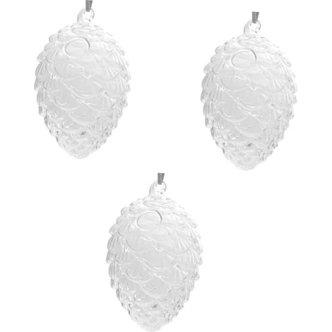 3pièces Vase Verre Transparent Forme De Pomme De Pin pour Fleurs Pot Suspendu Créatif pour Décoration Intérieure Mariages Et Fêtes Élégant Et (1/5)