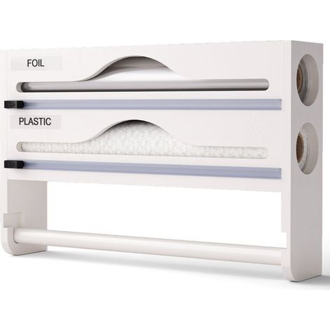 Distributeur de papier aluminium avec coupe-papier, deux compartiments, blanc