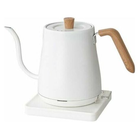 Bouilloire électrique, idéale pour le café et le thé, 800 ml, 1200 W, en acier inoxydable, finition bois blanc.