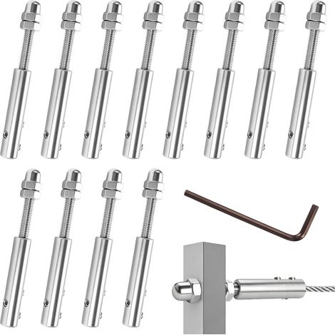 12 x Stainless Steel Cable Tensioner for 4 mm Stainless Steel Cable with Allen Key (1/5)