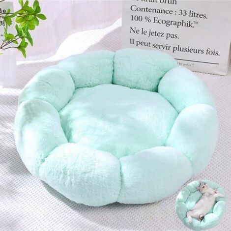 Weiches grünes Plüsch-Hundebett-Korb, waschbare Katzenmatte in Blumenform, 40 cm (1/5)