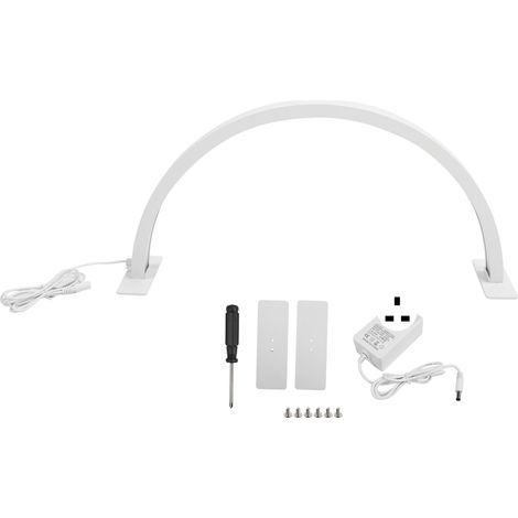 Lampe LED bureau 25W demi-lune blanc 3000K-6500K, luminosité réglable, veilleuse beauté cils, prise UK 100-240V (1/5)