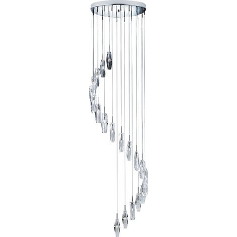 Searchlight Sculptured Ice - Pendente a grappolo a spirale con 20 luci cromate, K9 Glass Twenty, Lampadina G4 (1/5)