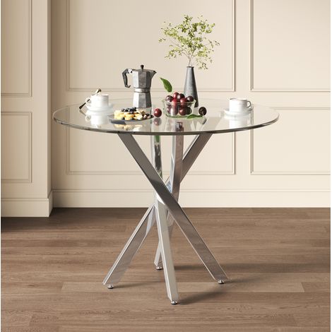 Tavolo pranzo vetro 80x80 con gambe metallo OKMYHOME (1/5)