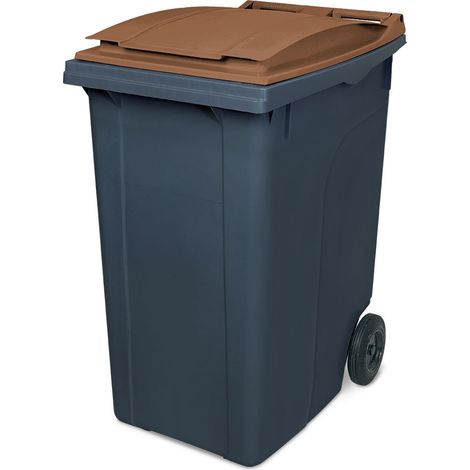 BRB 360 Liter Mülltonne, HxBxT 1090x620x860 mm, grau mit farbigem Deckel, Gewicht 18 kg (grau/braun)