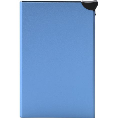 Porte-cartes automatique en alliage d'aluminium RFID anti-vol boîte à cartes bancaires à éjection pop-up bleu (1/5)