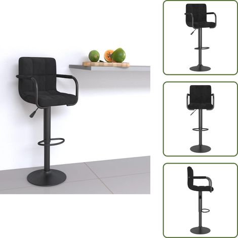 Sedia da bar nero - vidaXL Sgabello da Bar Nero in Velluto - Sedia regolabile