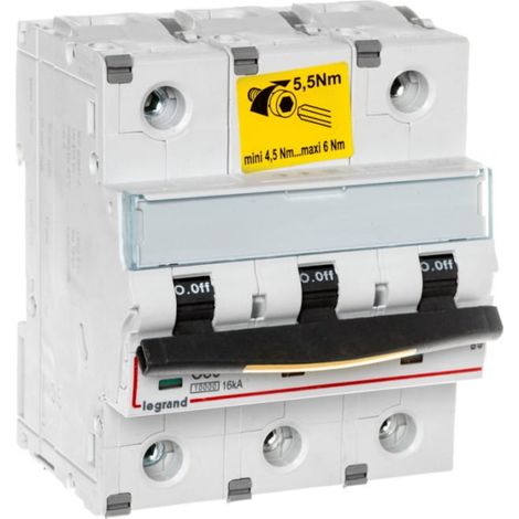 Legrand 409280 Disjoncteur dx≥ 10000 - vis/vis - 80A 3P 400V 16kA courbe C - départ - Peigne hx≥ trad 3p