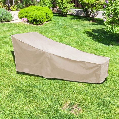 Housse Chaise Longue Extérieur Polyester Taffetas Imperméable Protection UV, anti-poussière et étanche, protège vos meubles de jardin et terrasse, résistant et facile à nettoyer Beige (1/5)