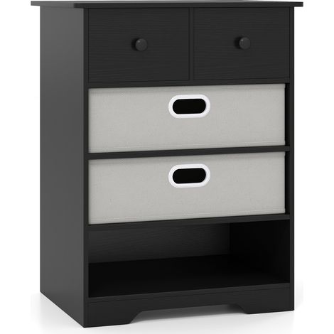 COSTWAY 4-Drawer Dresser Modern Chest Storage Organizer w/Open Shelves