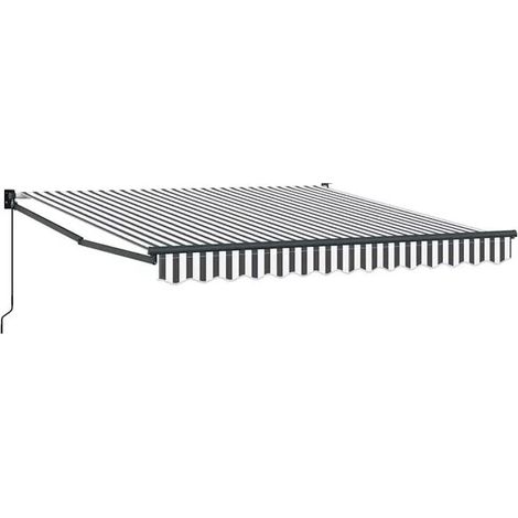 Store banne rétractable, gris anthracite/blanc, 3 x 2,5 mètres, tissu et aluminium. (1/5)