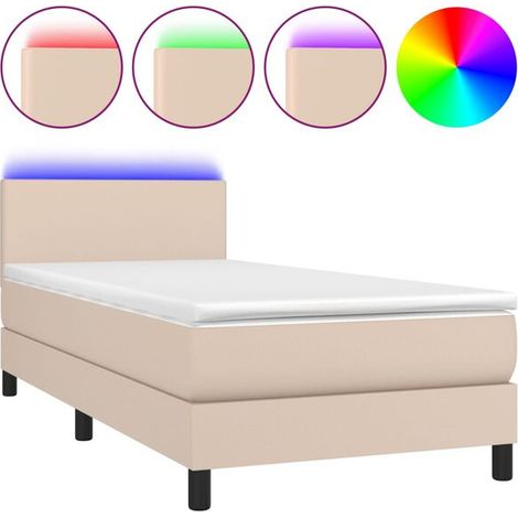 Sommier à lattes, matelas et lampe LED, couleur cappuccino, 80 x 200 cm (1/5)