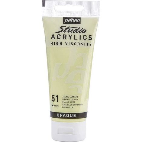 Peinture Acrylique - Pébéo - Studio - Jaune Lumière - 100 ml - Satiné (1/3)
