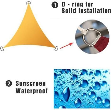 Dreieckiges Sonnensegel – 3 x 3 x 3 m – Wasserdichtes Material – 93 % UV-Schutz – Orange (1/5)