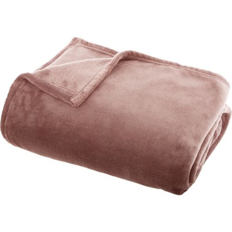 Plaid flanelle 125 x 150 cm Atmosphera - Rose - Rose - (1/2)