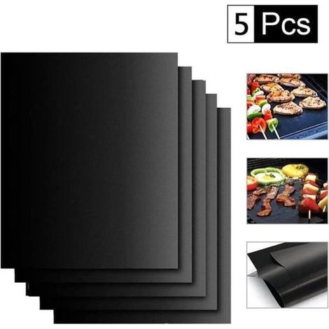 Tapis de cuisson - Barbecue - Lot de 5 - Antiadhésif - Réutilisable - Facile à nettoyer (1/4)