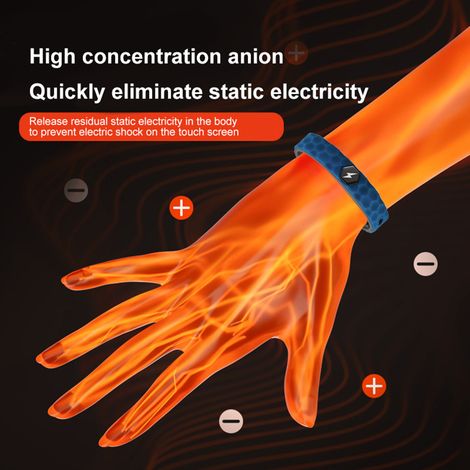 Bracelet antistatique Rhombus sans fil en silicone, bracelet antistatique à ions équilibrés, ajustable, pour hommes et femmes (1/5)
