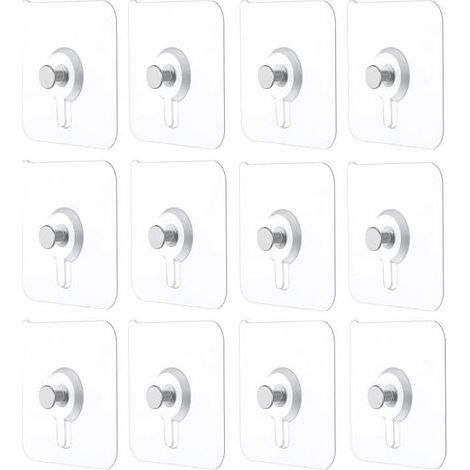 12Pcs Adhesif Accroche Tableau Sans Percer,Attache Cadre Adhésif Crochets,Fixation Murale Sans Percer,pour Accroche Cadres Photo (1/4)
