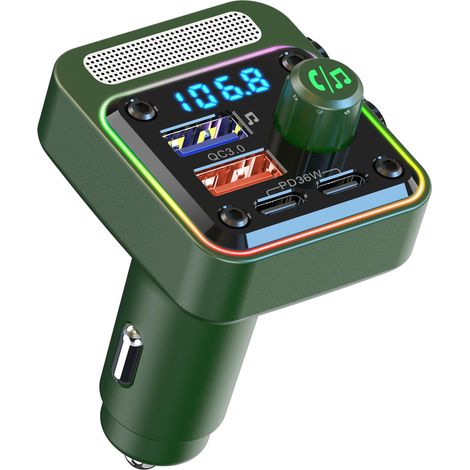 Bluetooth-Autoradio-Adapter mit Ladegerät: Kabelloser FM-Transmitter und Freisprechfunktion