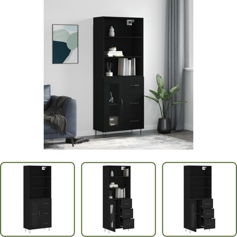 vidaXL Hochschrank - Highboard Schwarz 69,5x34x180 cm Holzwerkstoff (1/5)