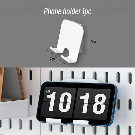 (Support de téléphone W) Organisateur mural sans perçage pour panneau perforé, étagères de rangement modulaires avec crochets et accessoires, salle de jeux, cuisine, bureau (1/5)