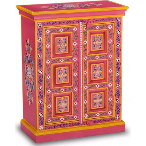 Commode 2 portes bois de manguier massif rose Pinkie (1/5)