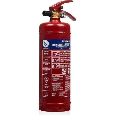 Smartwares Feuerlöscher FEX-15120 BB2 2 kg für ABC Brände mit Halterung Manometer Pulver-Feuerlöscher (1/2)