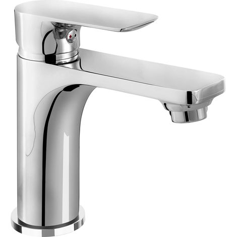 Mitigeur monocommande - Corps en laiton aspect chromé - Fixation sans effort - Avec valve de vidange à pression/robinet de salle de bain/lavabo / NERC1 (1/5)
