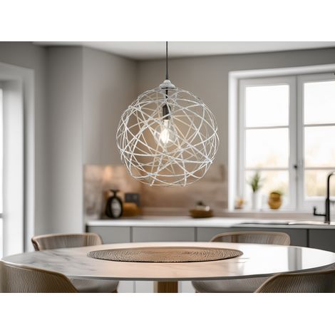 Außergewöhnliche Kugel Pendelleuchte JACOB Geflecht Design Grau Antik, Ø 40cm (1/5)