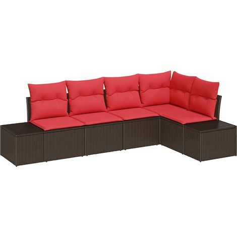 Maison Exclusive - Gartensofa-set mit Kissen 5 pcs Braun Poly-Rat