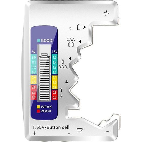 Testeur de batterie durable, vérificateur de batterie portable, testeur de batterie universel-9.23X6.4cm-White