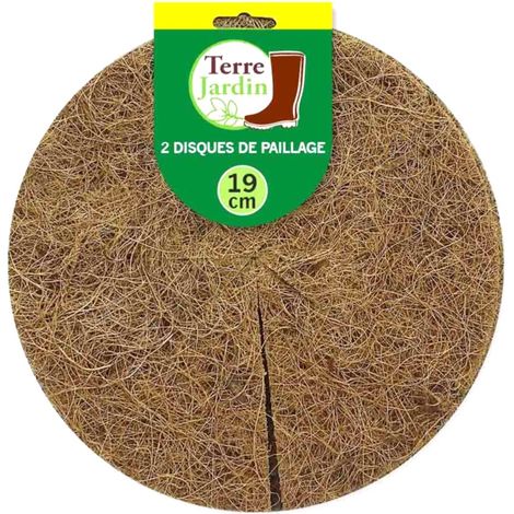 Terre Jardin – Lot de 2 disques de paillage coco 19 cm – Densité 700 g/m² – Épaisseur 3 mm – Absorption d'humidité et protection racines (1/4)