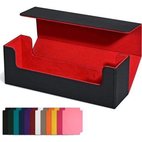 Boîte de Rangement pour Cartes à Collectionner, Fermeture Magnétique, Porte-Cartes pour Cartes de Magnétiques, Noir + Rouge (1/5)