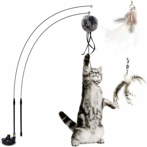 BUNTHAUS PA Katzenspielzeug mit Federn, Katzenspielzeug, einziehbare Angelrute, Interaktion zwischen Katzen und Kätzchen im Haus, (1/3)
