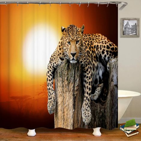 Rideau de douche amusant avec crochets, imperméable, décoratif, motif chat et chien 3D, 90 x 180 cm, rideau de douche créatif et original.