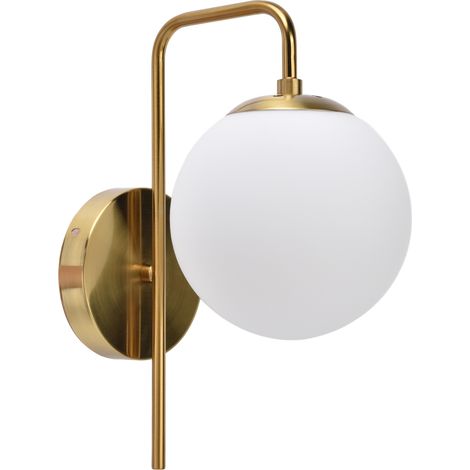 Applique murale LED E27 de style nordique moderne avec globe en verre dépoli, applique ronde pour chambre, 110–240 V (1/5)