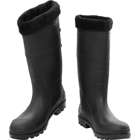 vidaXL Botas de agua con calcetines extraíbles negro número 44 PVC (1/2)